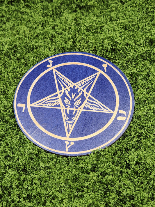 Blue Satan Goat Pentagram Altar 15cm Boards