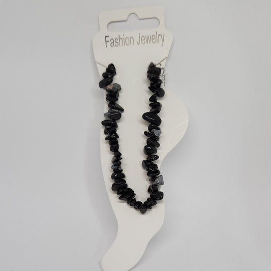Snowflake Obsidian Chip Bracelet / Anklet