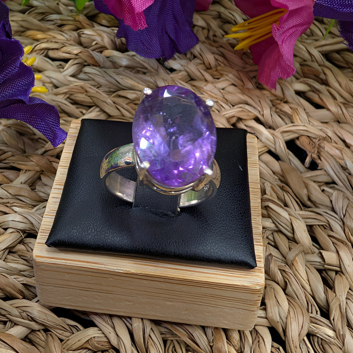 Amethyst Faceted Sterling Silver Rings