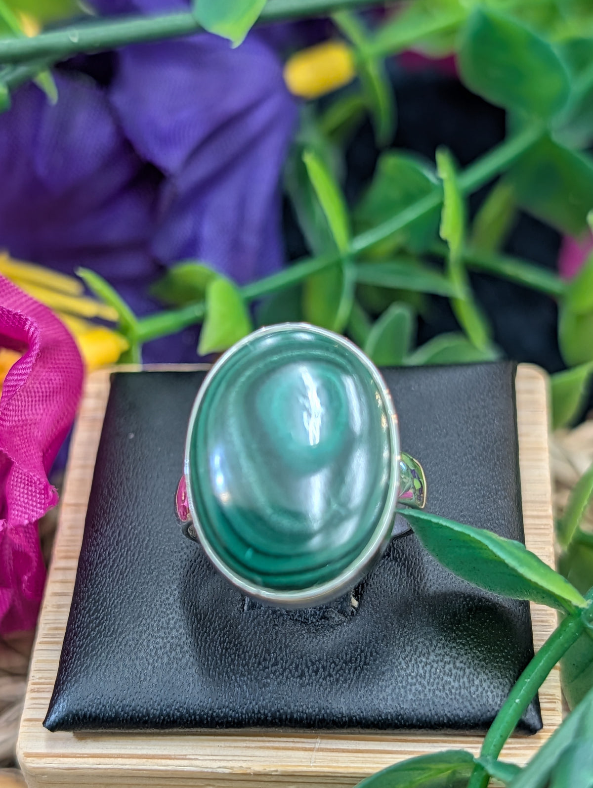 Malachite Sterling Silver Oval Rings