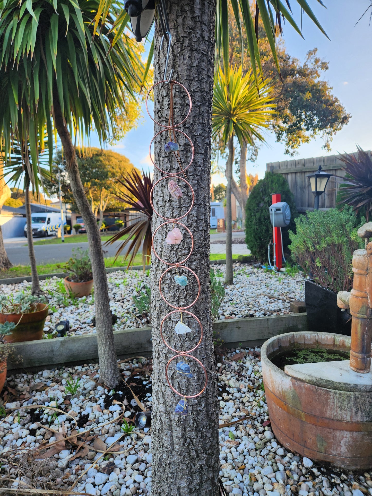 Metal Hoops With Raw Crystals Suncatcher