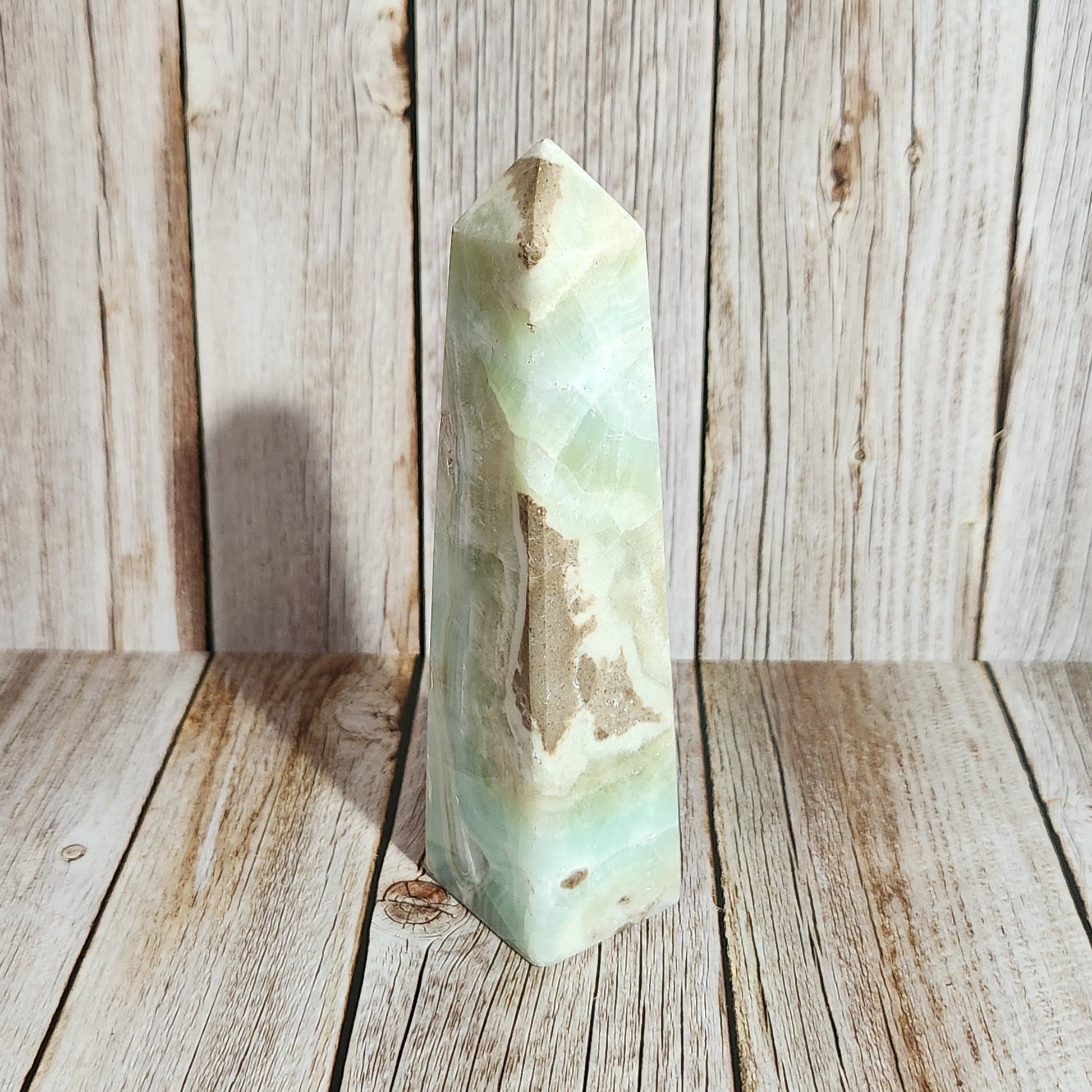 Crystal on a wooden surface