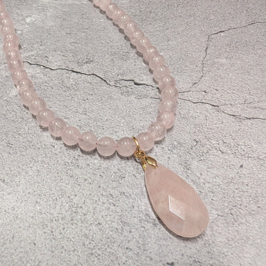 Rose Quartz Beaded Necklace