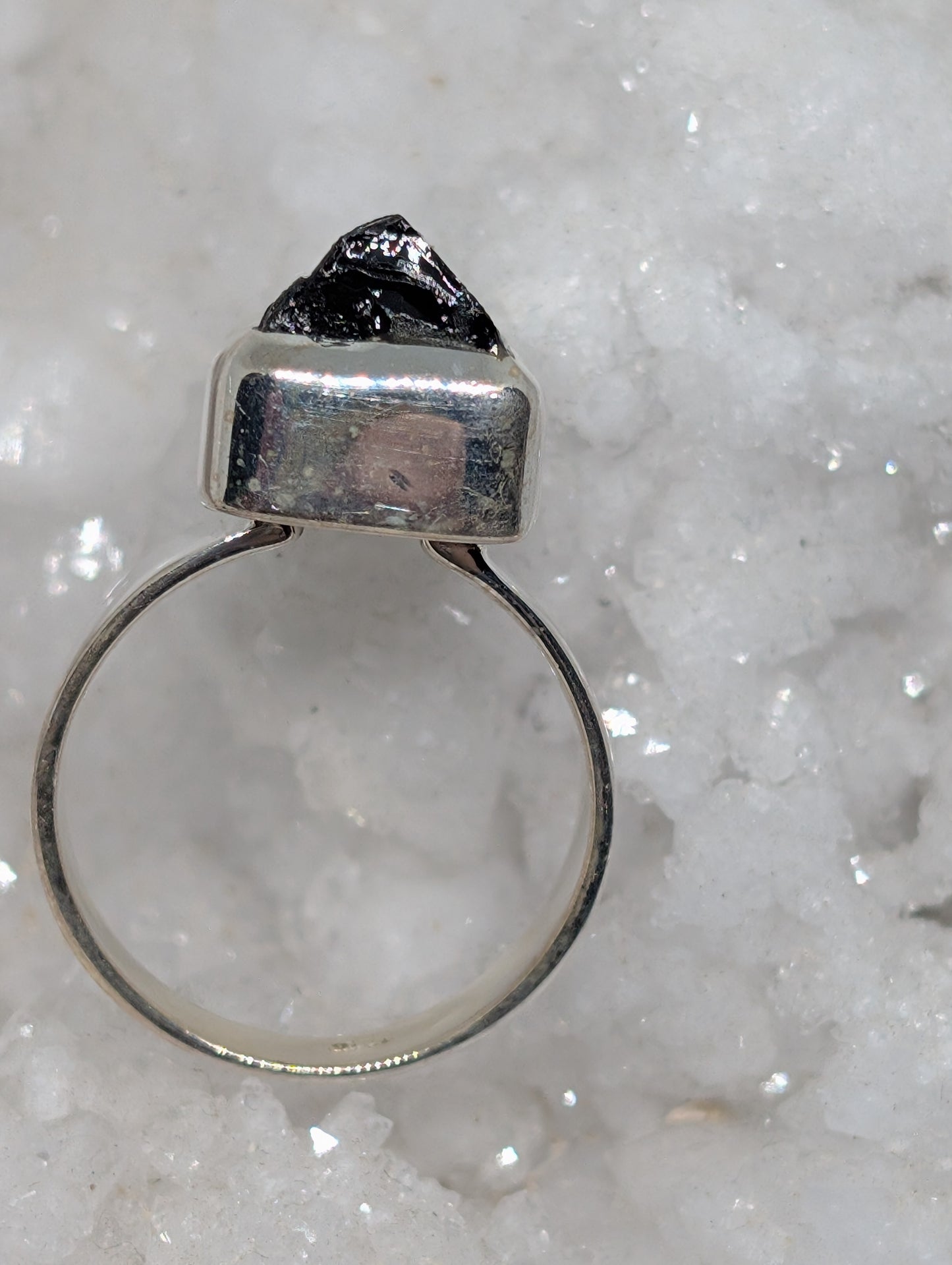 Raw Black Tourmaline Sterling Silver Ring