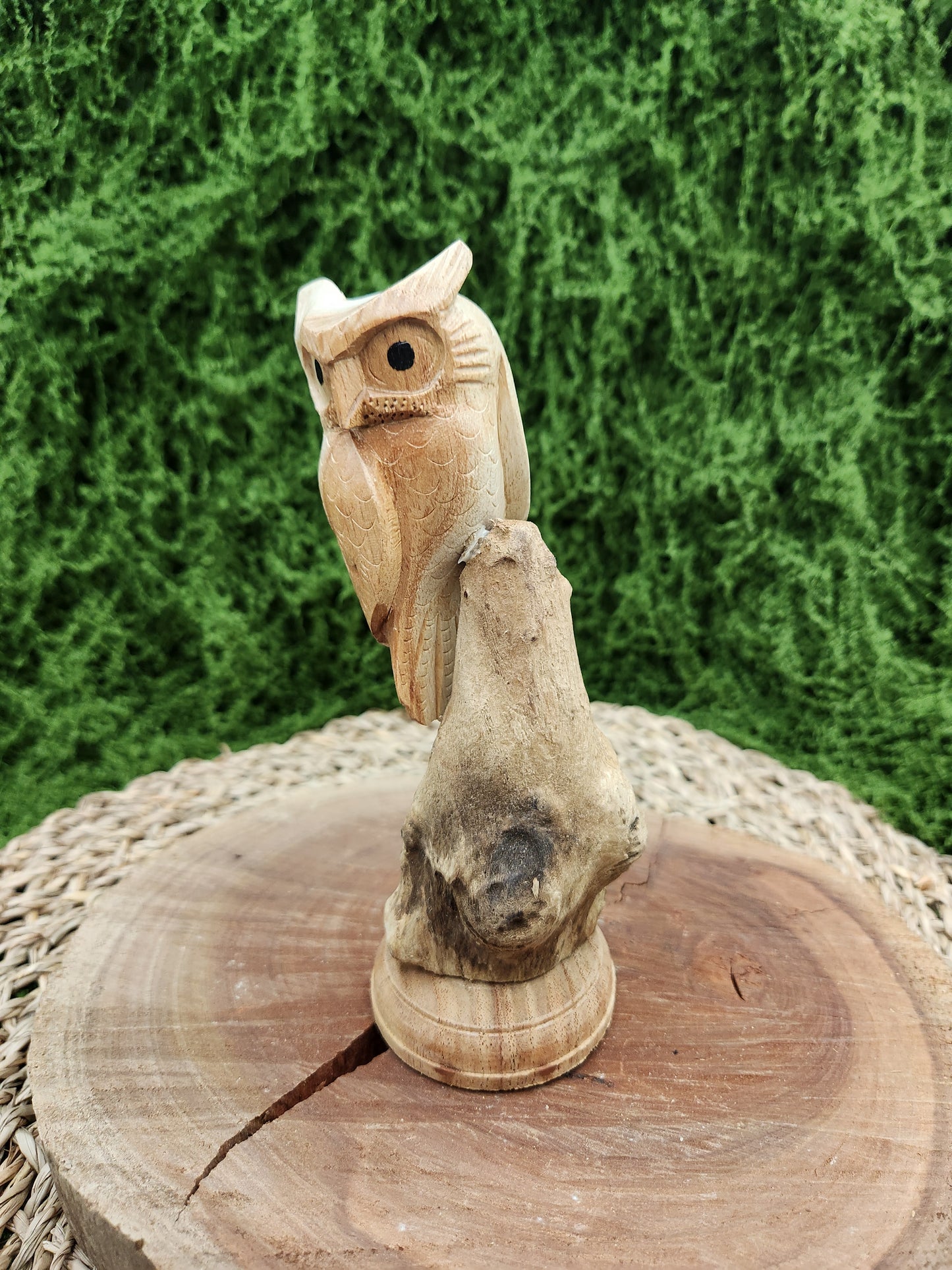 Craved Owl On Driftwood