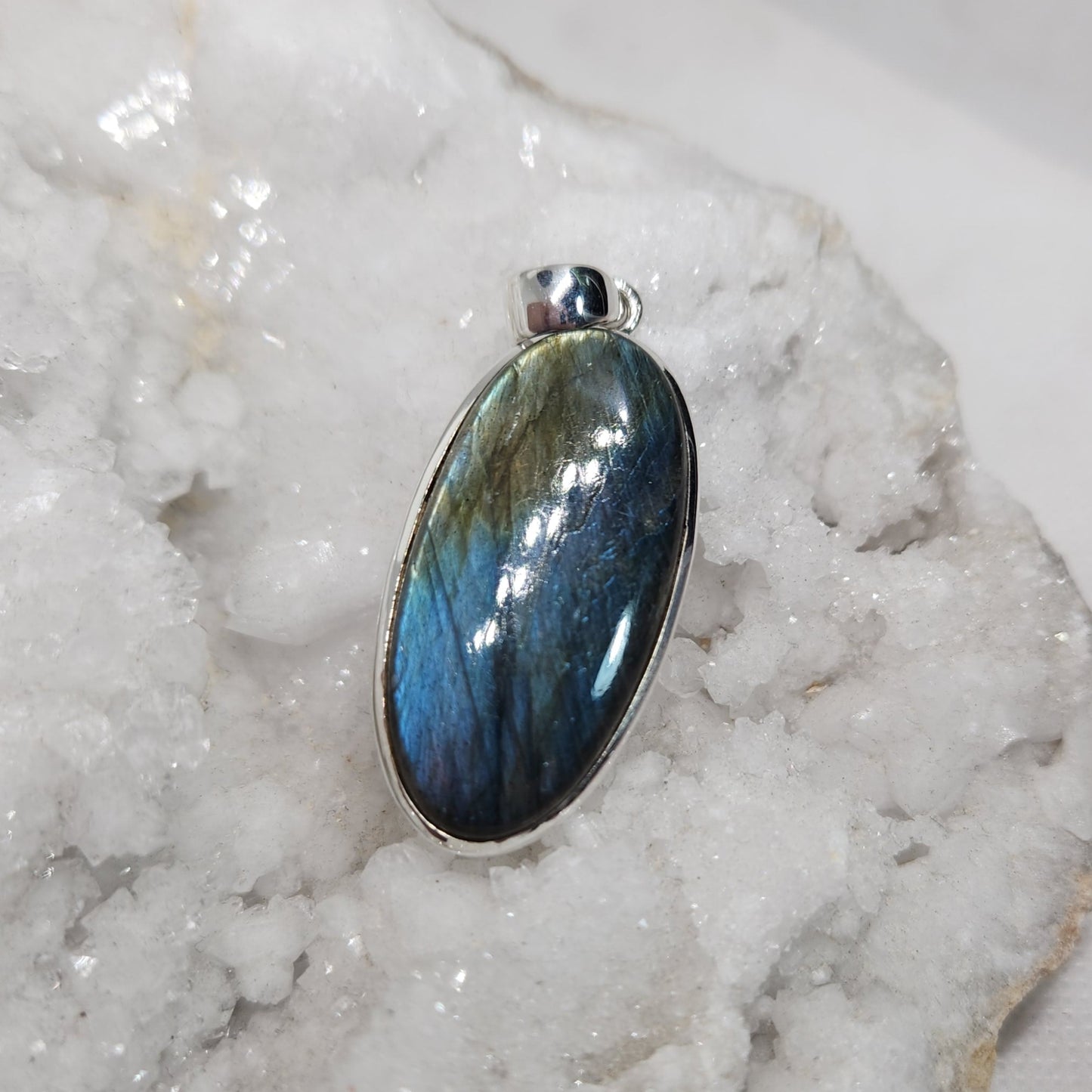 Large Labradorite Sterling Silver Pendant