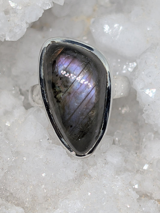Purple Labradorite Sterling Silver Ring (Size 9)