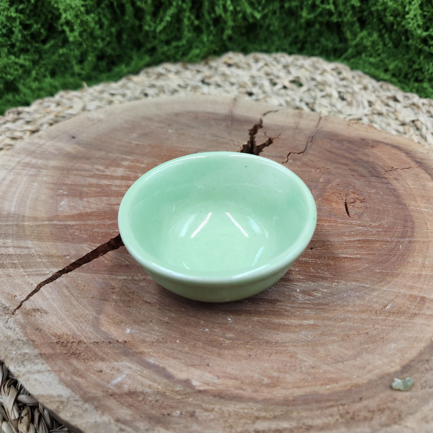 Small Ceramic Cup Incense Burner, Blue,Green, Black & White
