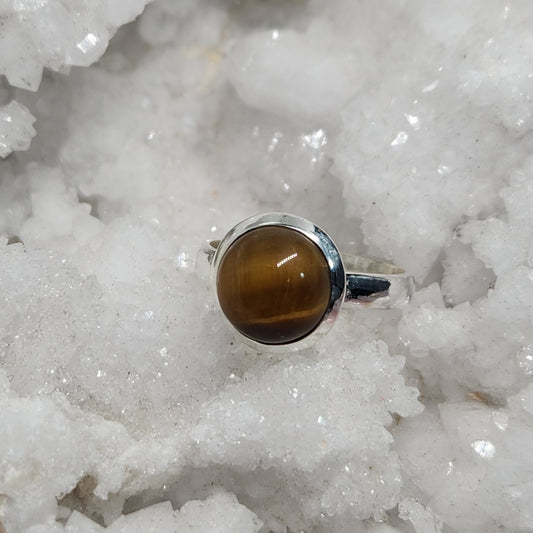 Tiger Eye Ring Sterling Silver (Size 10)