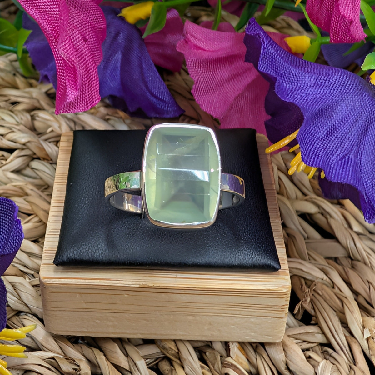 Sterling Silver Prehnite Ring