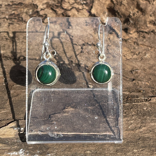 Malachite Sterling Silver Round Earrings