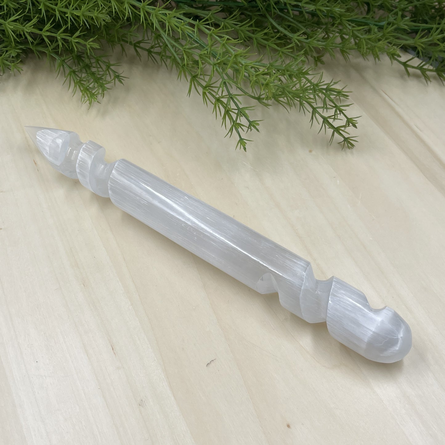 Selenite Doubled Ended Spiral Wand