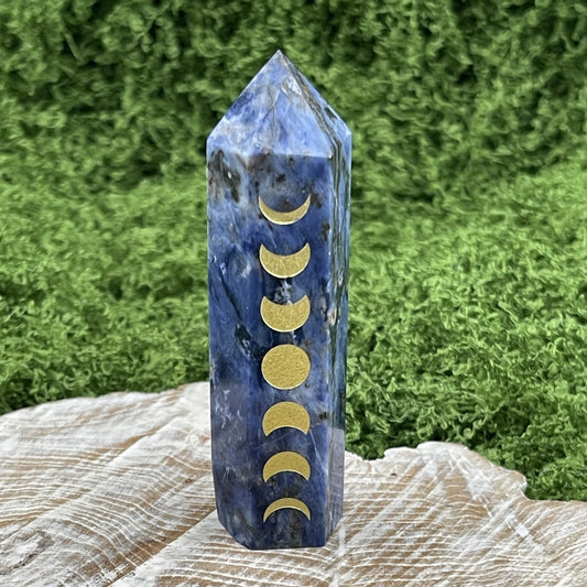 Sodalite Point With Moons