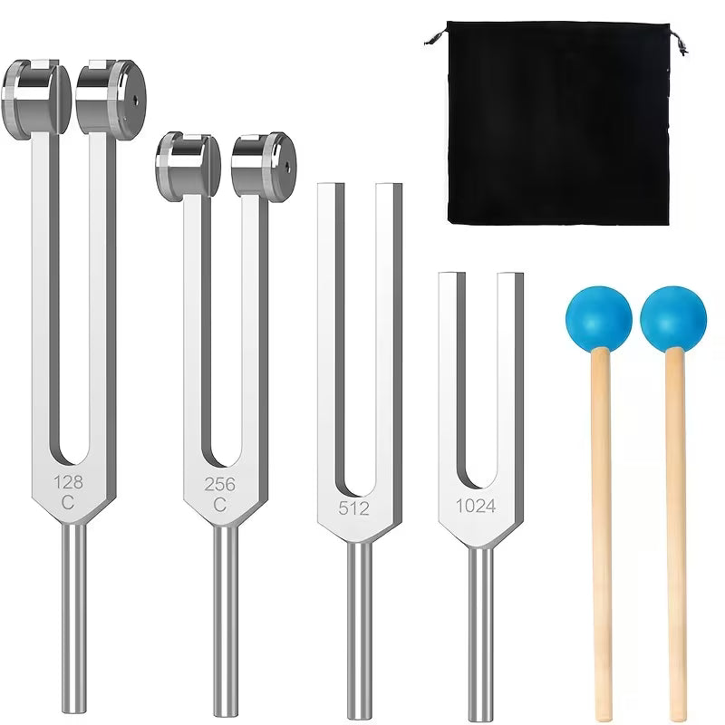 4pcs Tuning Fork Set, Sound Relax Tuning Forks (128Hz, 256Hz, 512Hz 1024Hz)