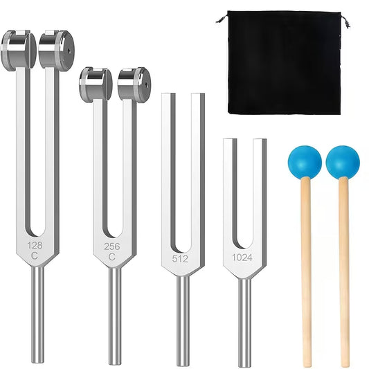 4pcs Tuning Fork Set, Sound Relax Tuning Forks (128Hz, 256Hz, 512Hz 1024Hz)