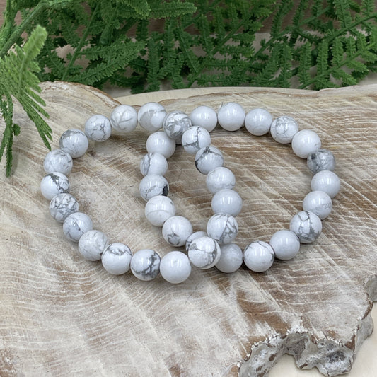 White Howlite Bead Bracelet