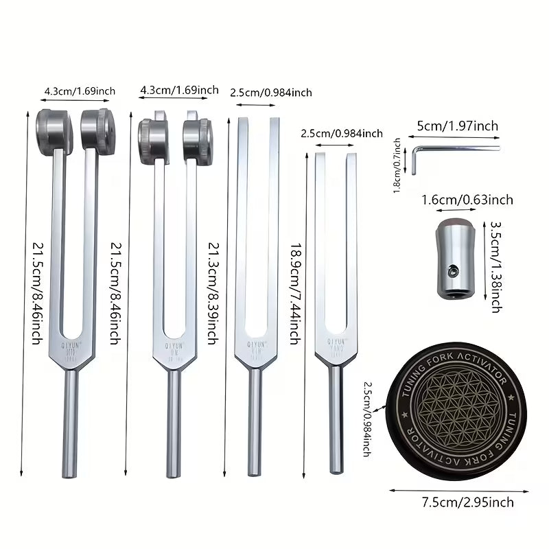 Tuning Fork Set 128hz, 136.1hz 256hz, 384hz Plus Activator