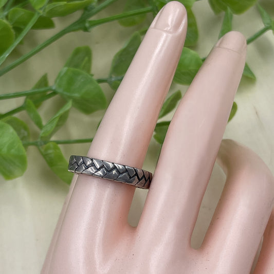 Unisex Sterling Silver Woven Ring (Size 8)