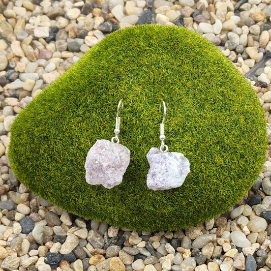 Raw lepidolite Earrings