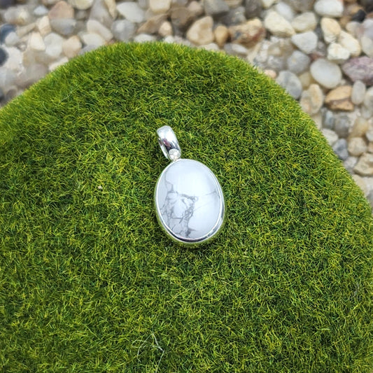 White Howlite Sterling Silver Pendant