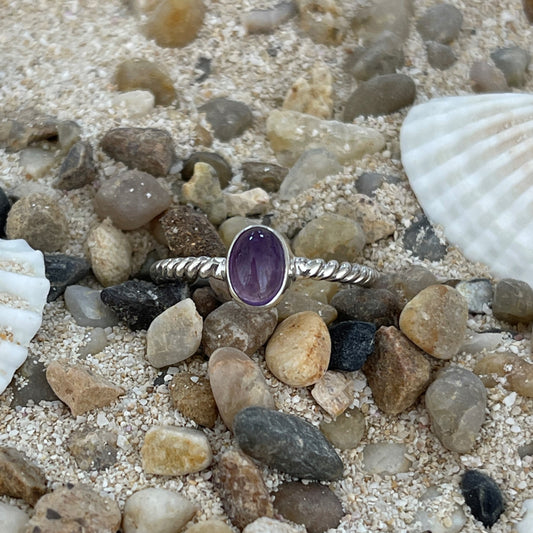 Amethyst Sterling Silver Ring (Size 6.5)