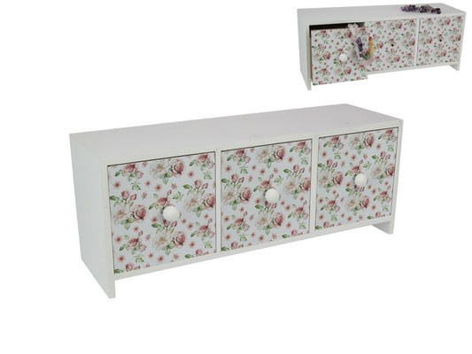 Rose Floral 3 Drawer Cabinet